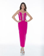 Μάξι ίσιο strapless φόρεμα
