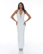 Μάξι ίσιο φόρεμα με κέντημα χάντρες