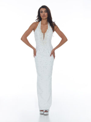 Μάξι ίσιο φόρεμα με κέντημα χάντρες