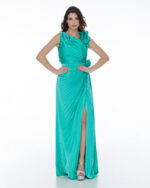 Μάξι φόρεμα με πλισέ φούστα