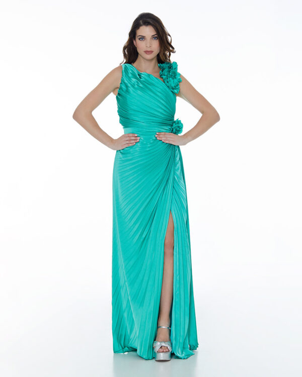 Μάξι φόρεμα με πλισέ φούστα