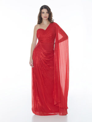 Μάξι φόρεμα με διαγώνιο στήθος ντραπε